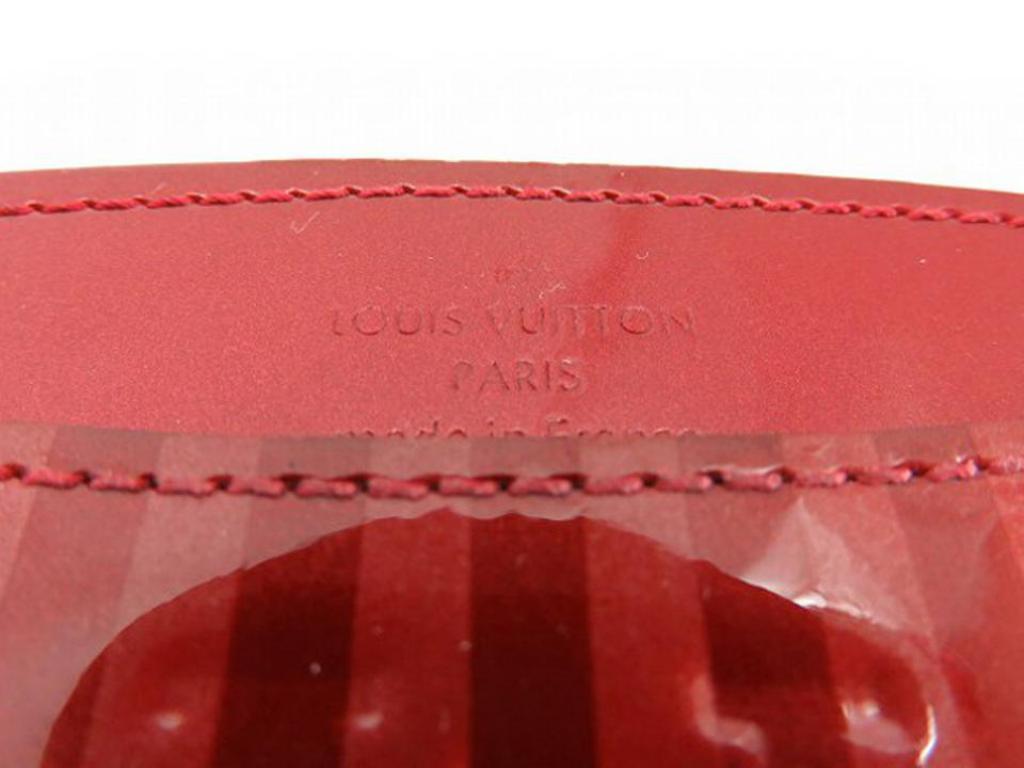 Louis Vuitton Red Vernis Rayures Card Case 220058 Wallet For Sale 2