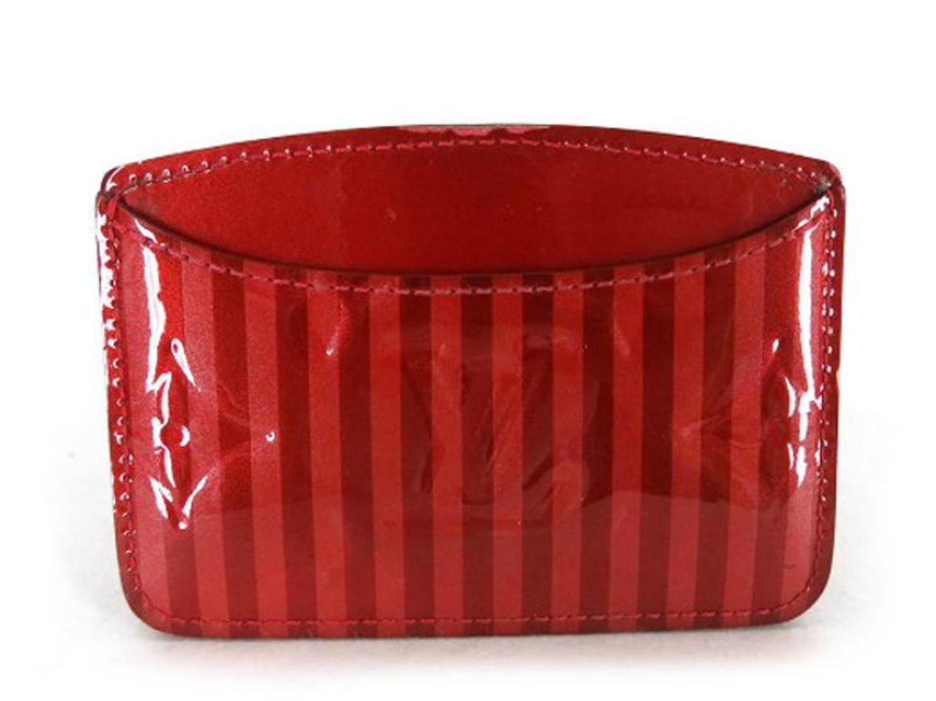 Louis Vuitton Red Vernis Rayures Card Case 220058 Wallet For Sale 3