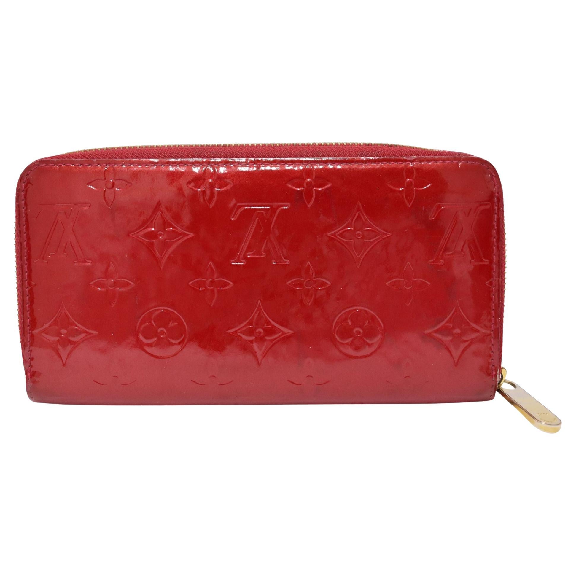 Louis Vuitton Red Vernis Zippy Continental Wallet For Sale