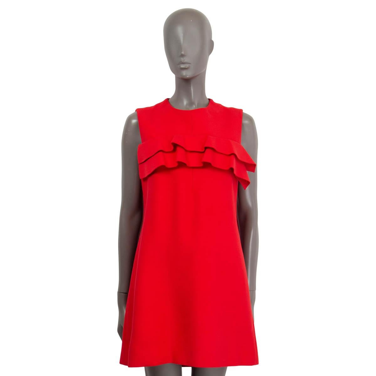 LOUIS VUITTON Rotes RUFFLED SLEEVELESS A-LINE MINI COCKTAIL Kleid aus Viskose 38 S im Zustand „Hervorragend“ im Angebot in Zürich, CH