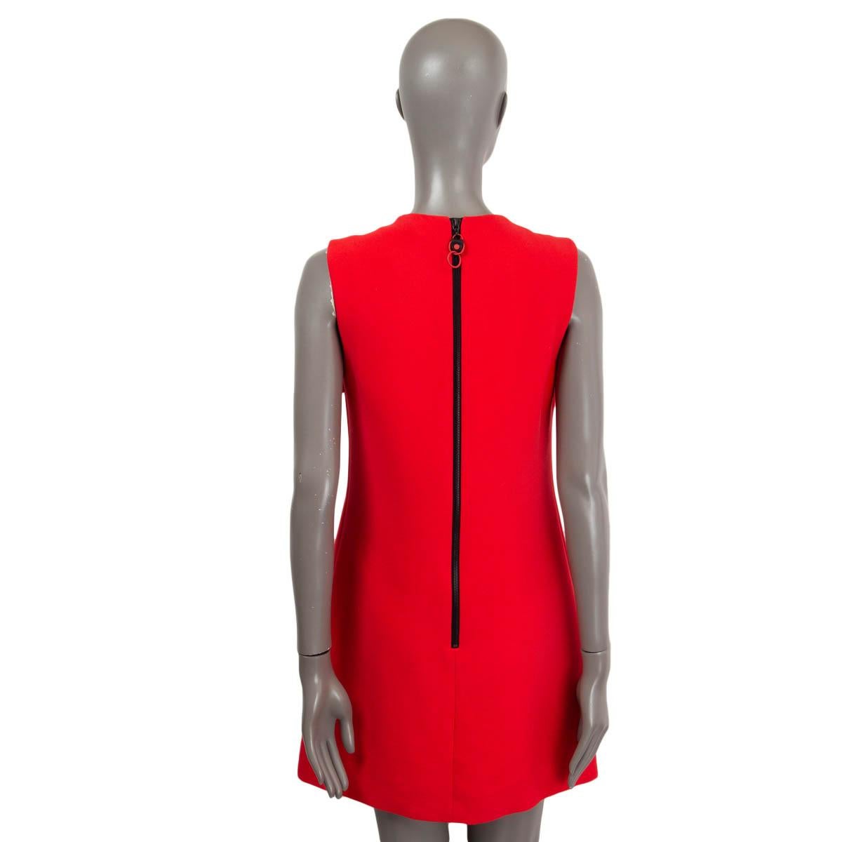 Women's LOUIS VUITTON red viscose RUFFLED SLEEVELESS A-LINE MINI COCKTAIL Dress 38 S For Sale