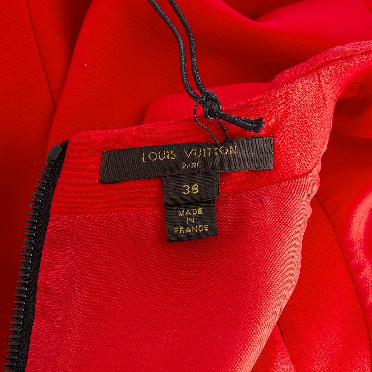LOUIS VUITTON Rotes RUFFLED SLEEVELESS A-LINE MINI COCKTAIL Kleid aus Viskose 38 S im Angebot 3
