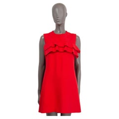 Used LOUIS VUITTON red viscose RUFFLED SLEEVELESS A-LINE MINI COCKTAIL Dress 38 S