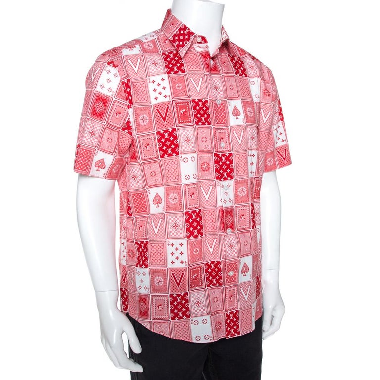 Louis Vuitton Red and White LV Cards Print Cotton Regular Fit Shirt L ...