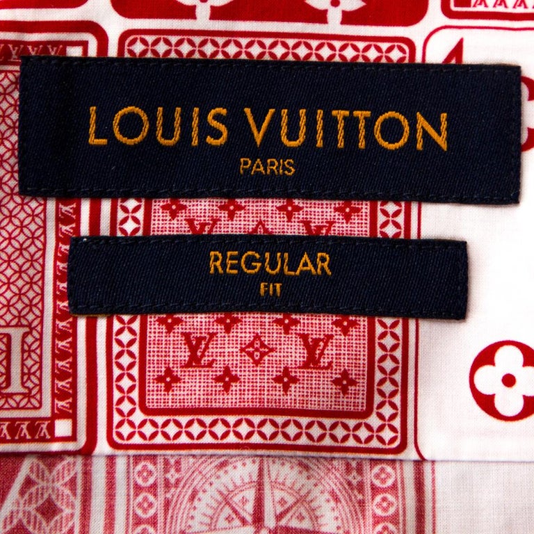 LOUIS VUITTON Playing card pattern Shirt Size S Red X White Authentic Men  Used
