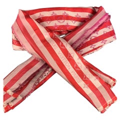 LOUIS VUITTON Red White Stripe Silk Blend Scarves & Shawls