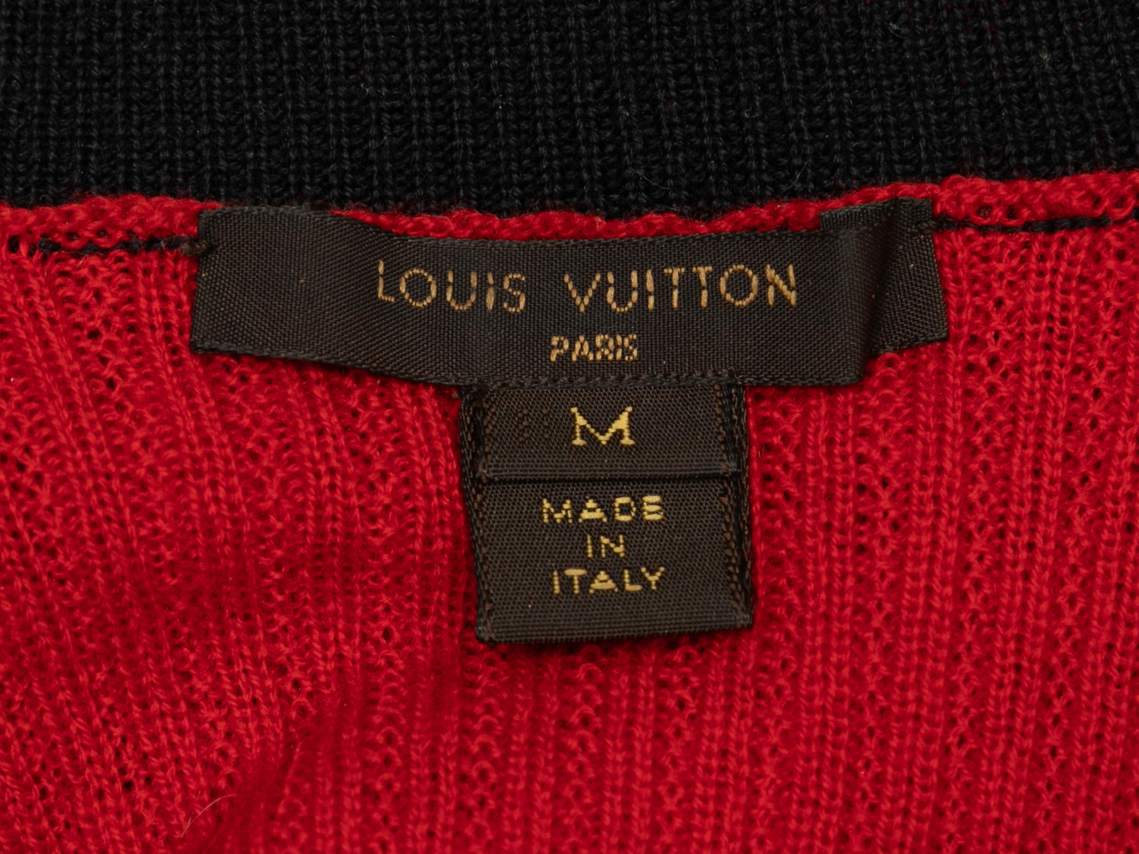 Louis Vuitton Red Wool Knit and Multicolor Print Silk Dress For Sale 1