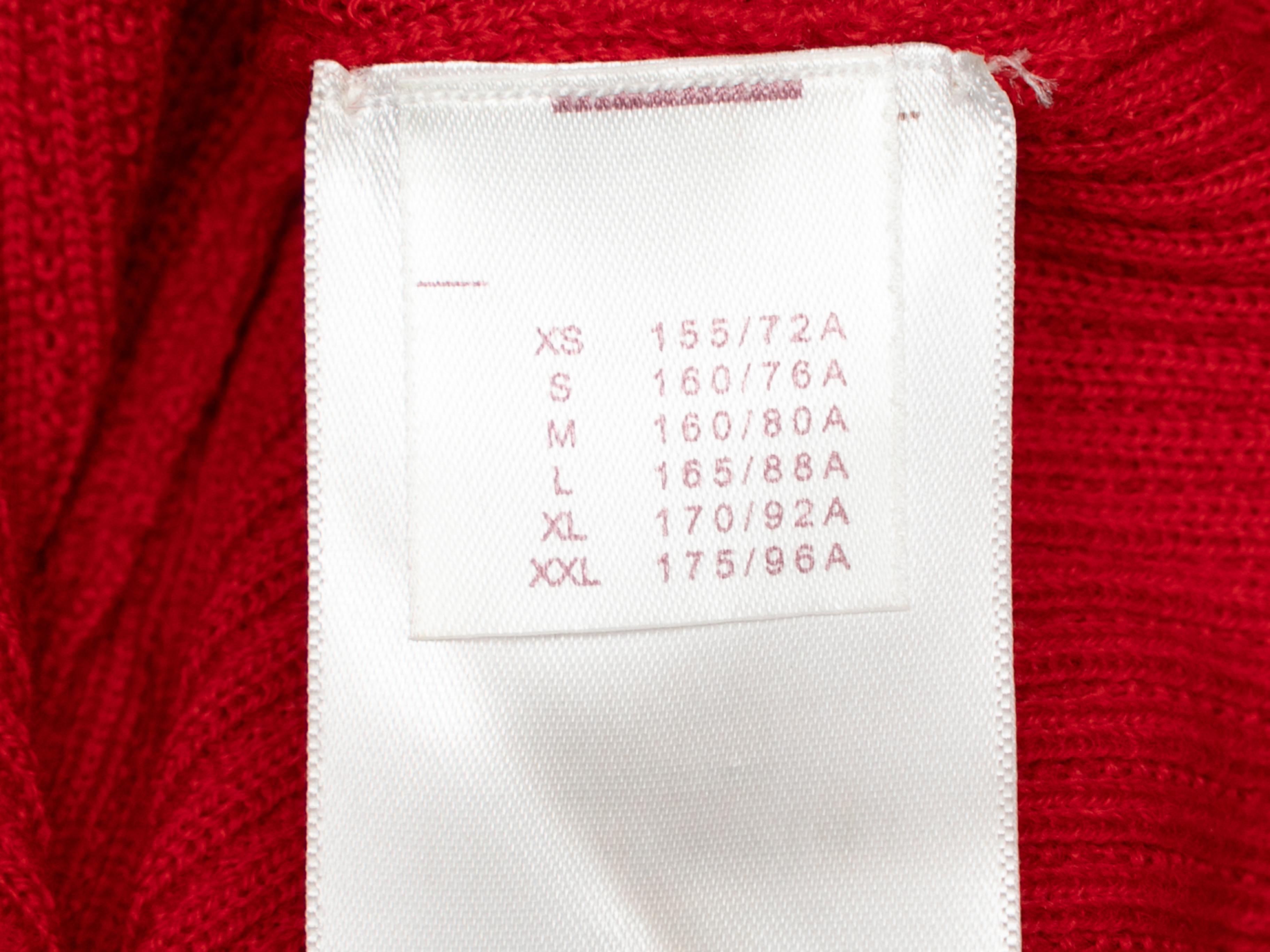 Louis Vuitton Red Wool Knit and Multicolor Print Silk Dress For Sale 2