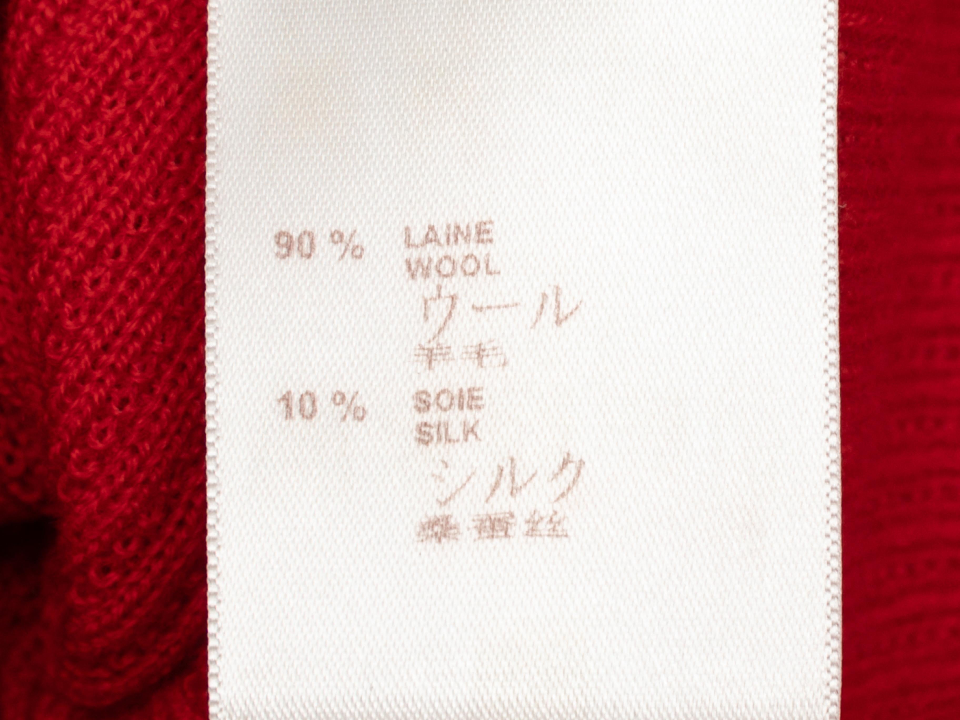 Louis Vuitton Red Wool Knit and Multicolor Print Silk Dress For Sale 3