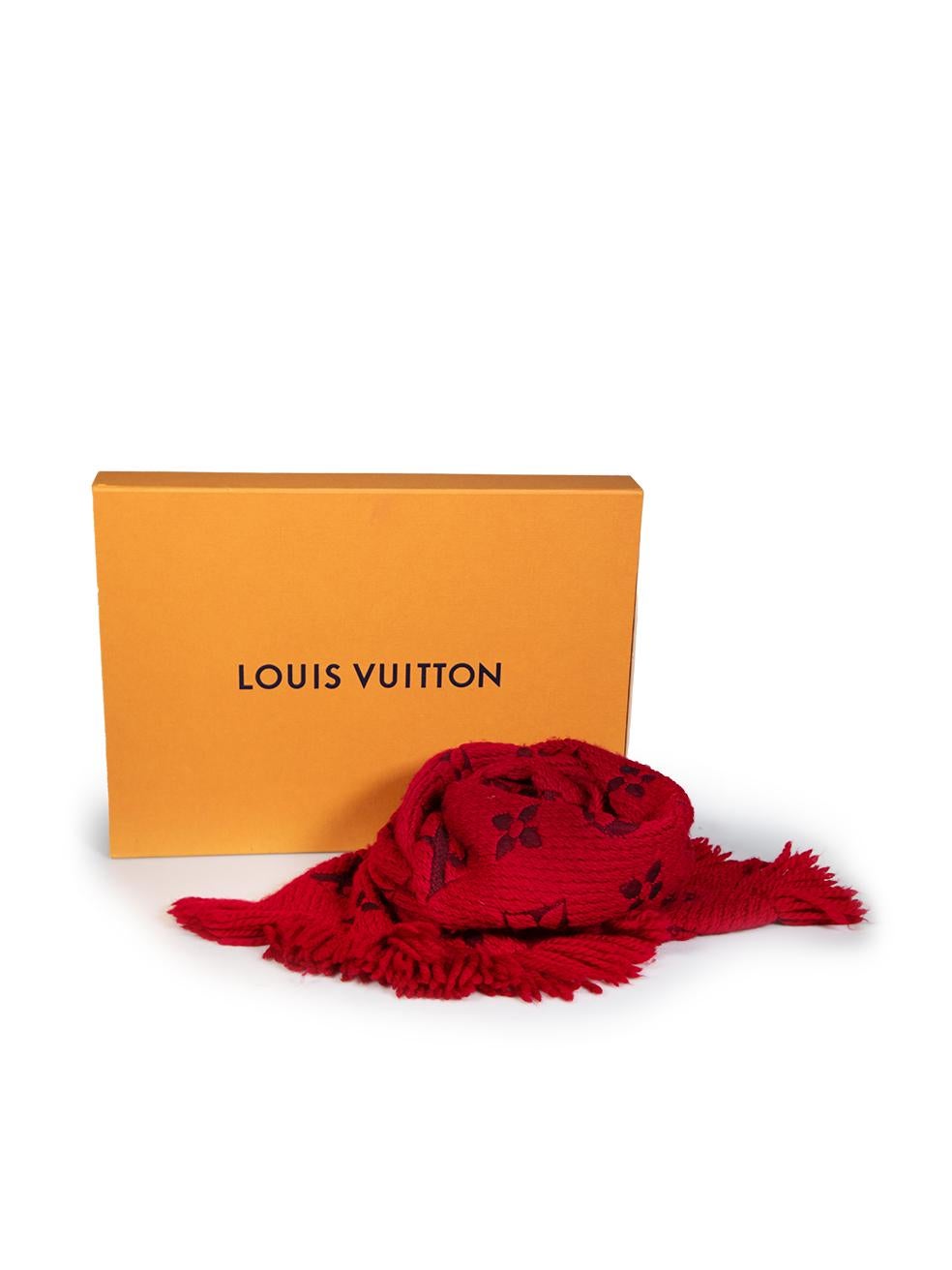 Bufanda Louis Vuitton Logomanía de Lana Roja en venta 2
