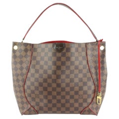 Louis Vuitton Red x Damier Ebene Caissa Hobo Bag 15lk531s