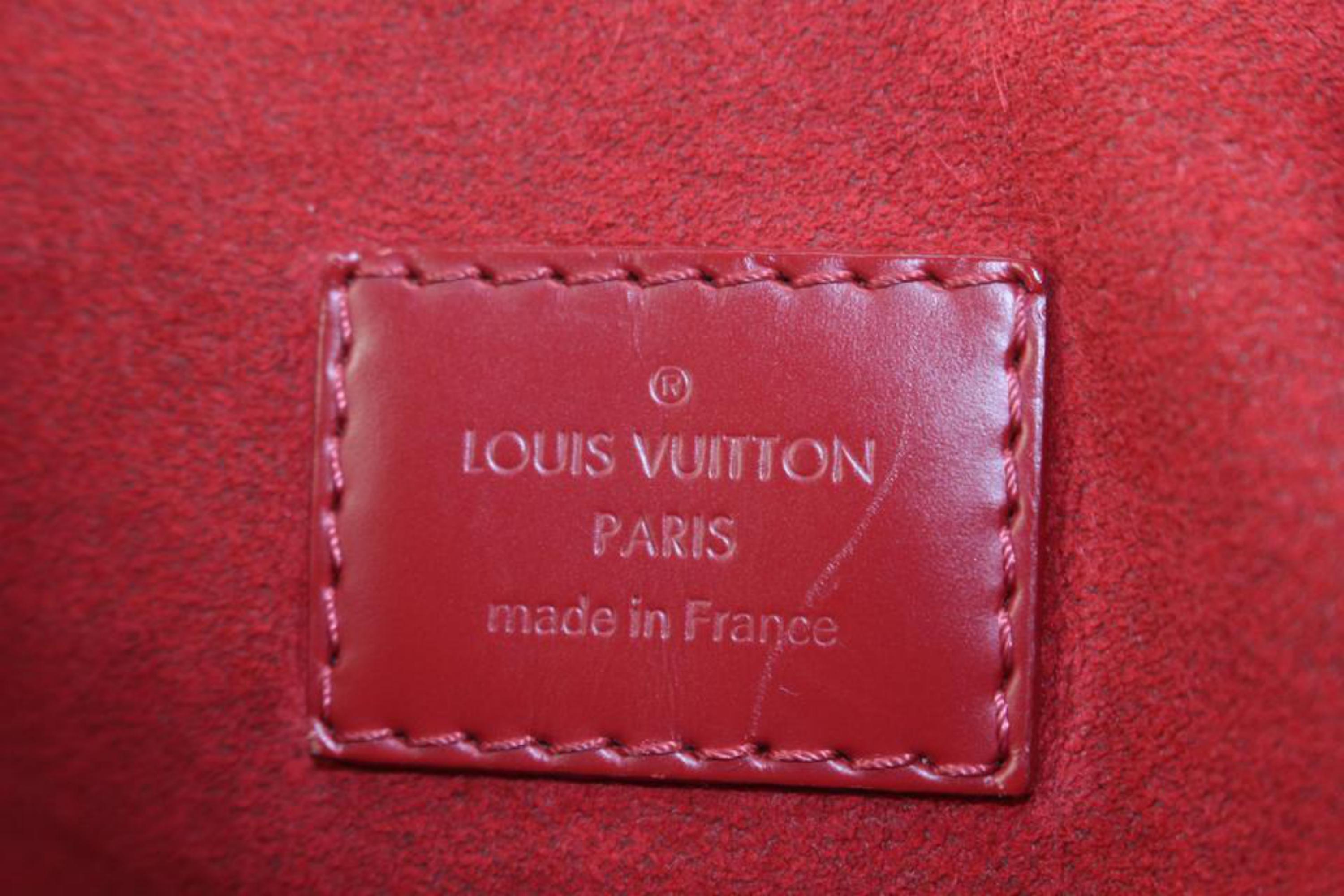 Louis Vuitton Red x Damier Ebene Caissa Hobo Bag 3L414
Date Code/Serial Number: SR3166
Made In: France
Measurements: Length:  14