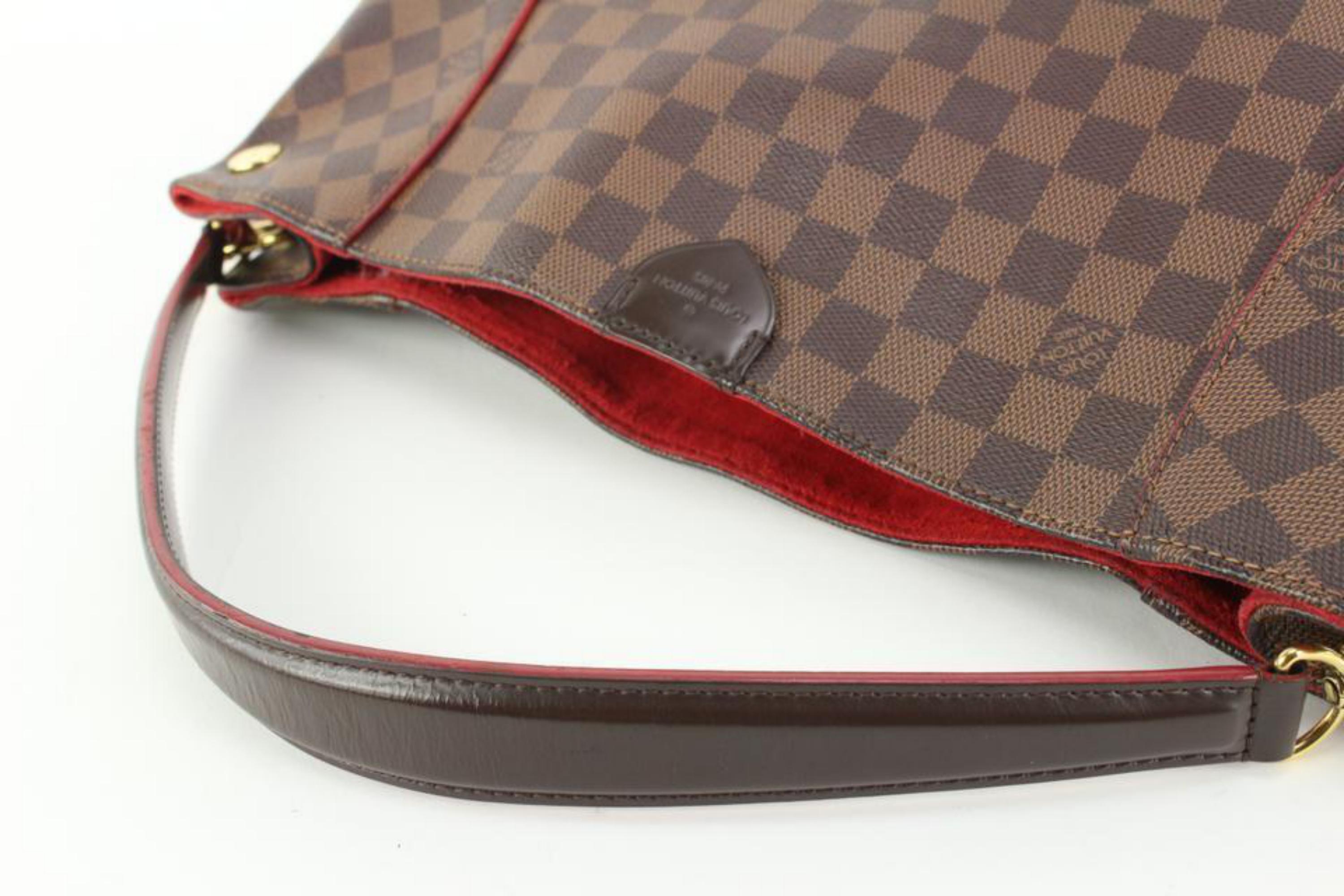 Women's Louis Vuitton Red x Damier Ebene Caissa Hobo Bag 3L414 For Sale