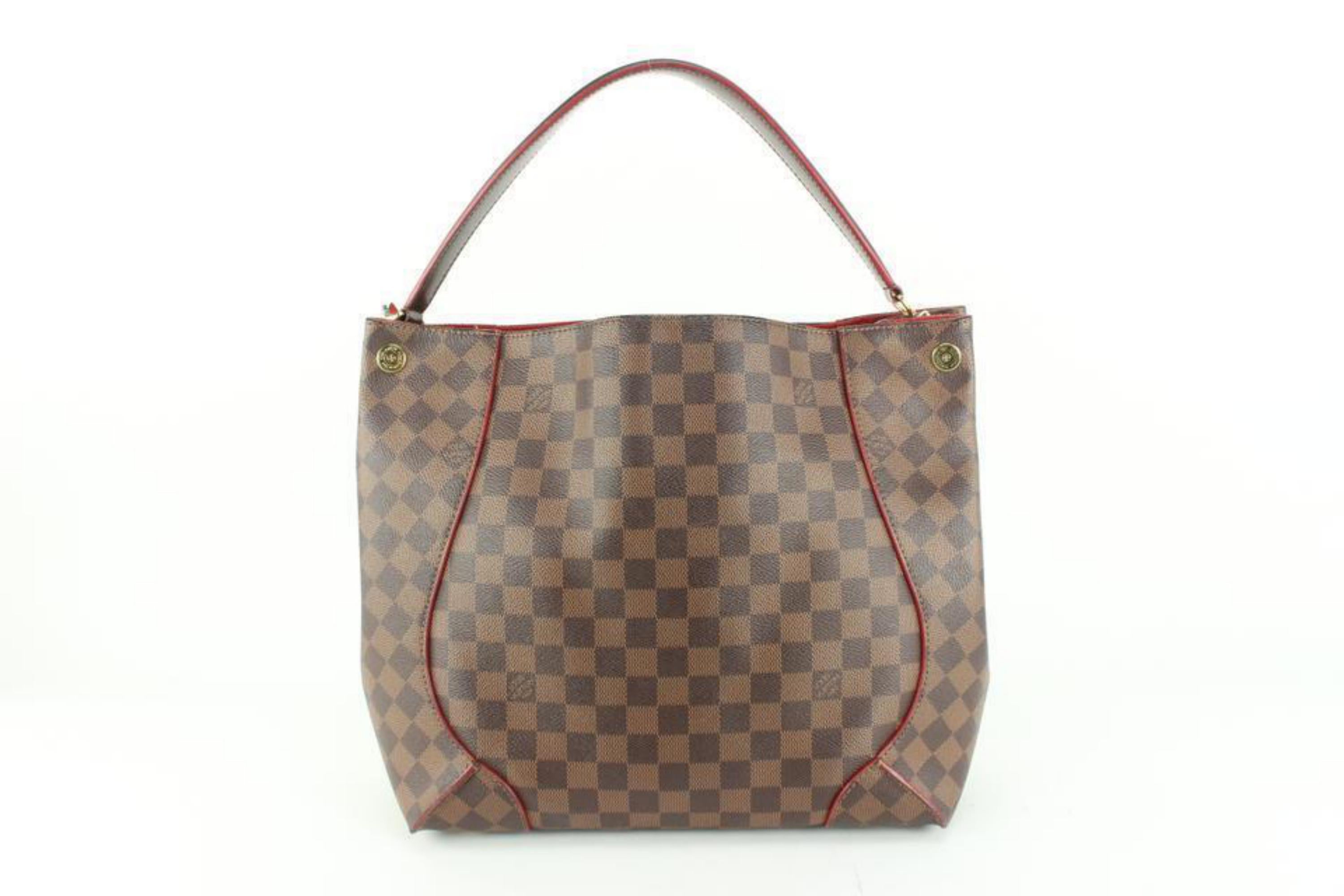 Louis Vuitton Red x Damier Ebene Caissa Hobo Bag 3L414 For Sale 4