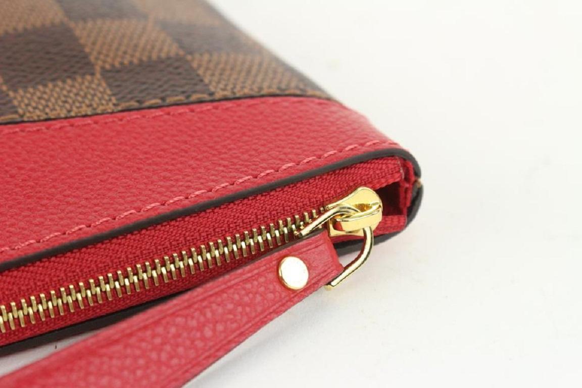 Louis Vuitton Red x Damier Ebene Daliy Pouch Toiletry Cosmetic Clutch 915lv59 1