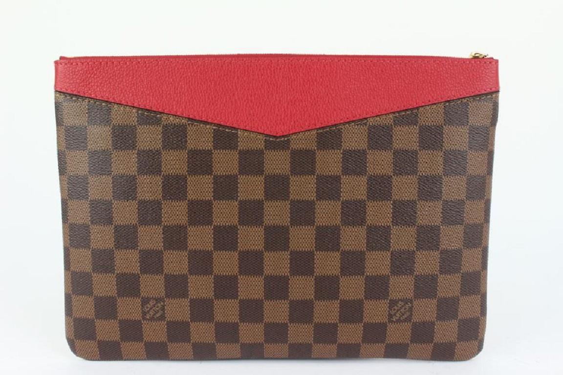 Louis Vuitton Red x Damier Ebene Daliy Pouch Toiletry Cosmetic Clutch 915lv59 2