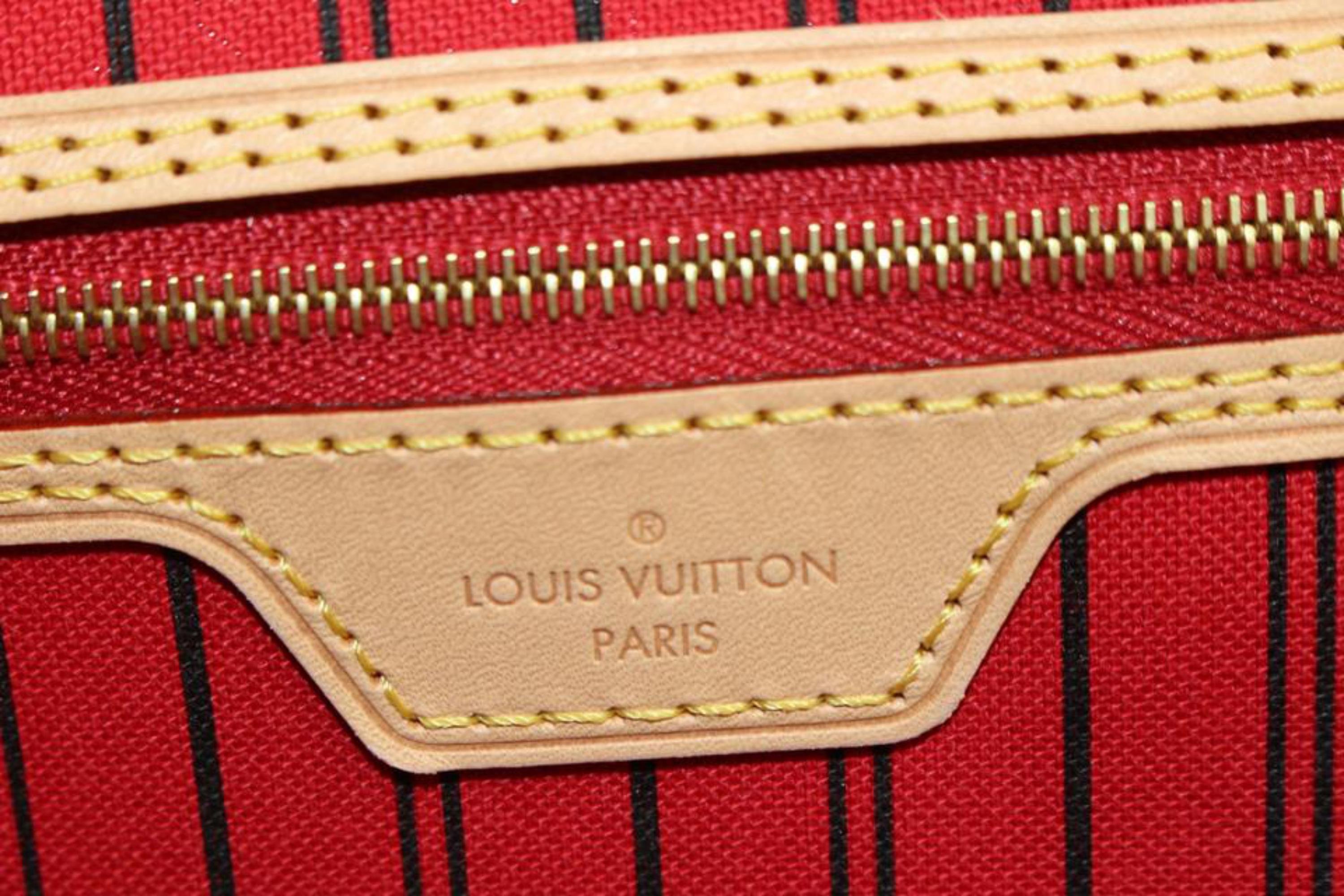 Louis Vuitton - Sac fourre-tout Neverfull MM rouge x monogramme NM avec pochette 9lz810s en vente 4