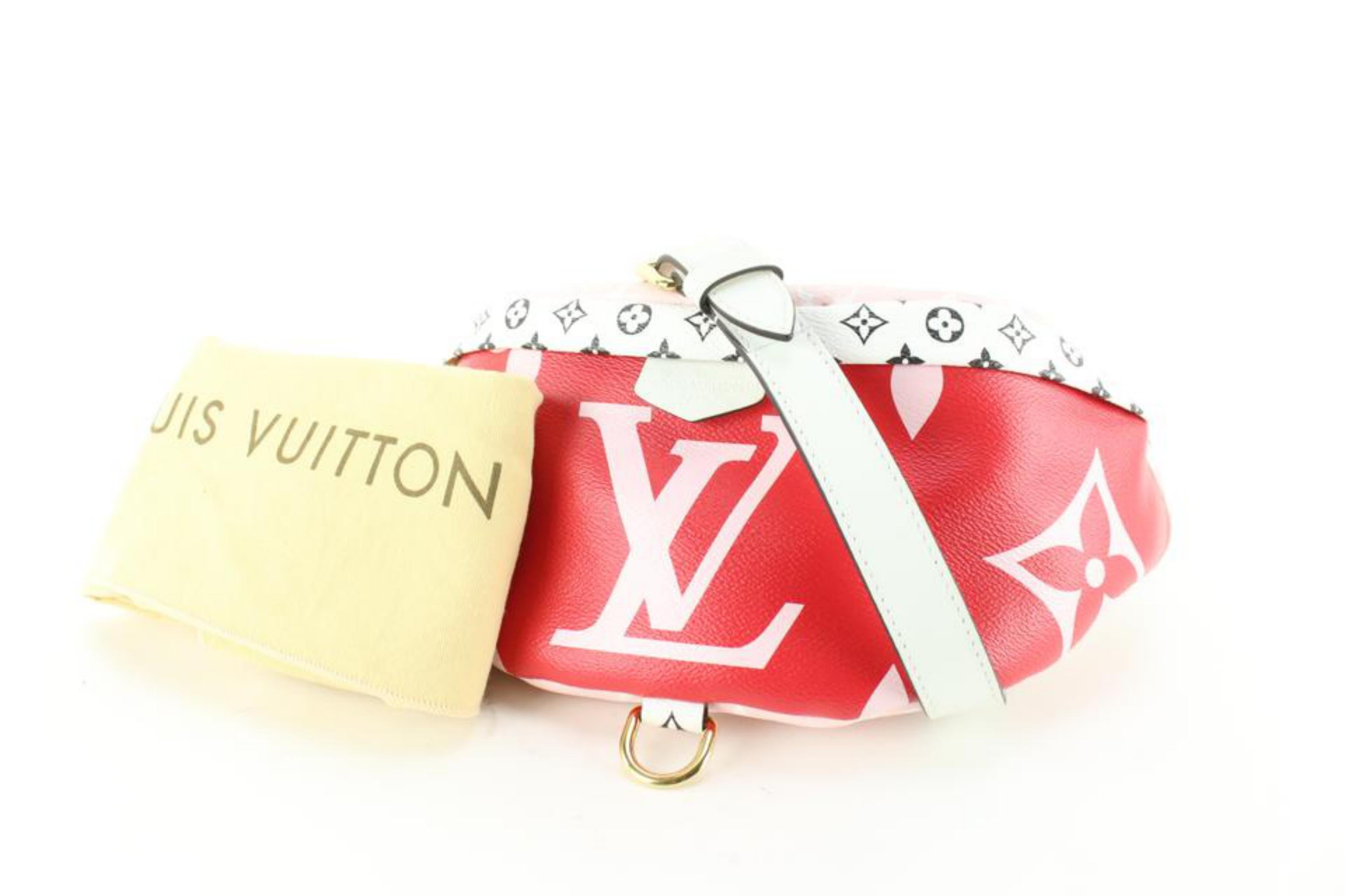 Louis Vuitton - Sac à bandoulière géant rouge x rose monogrammé 37lu76s en vente 7