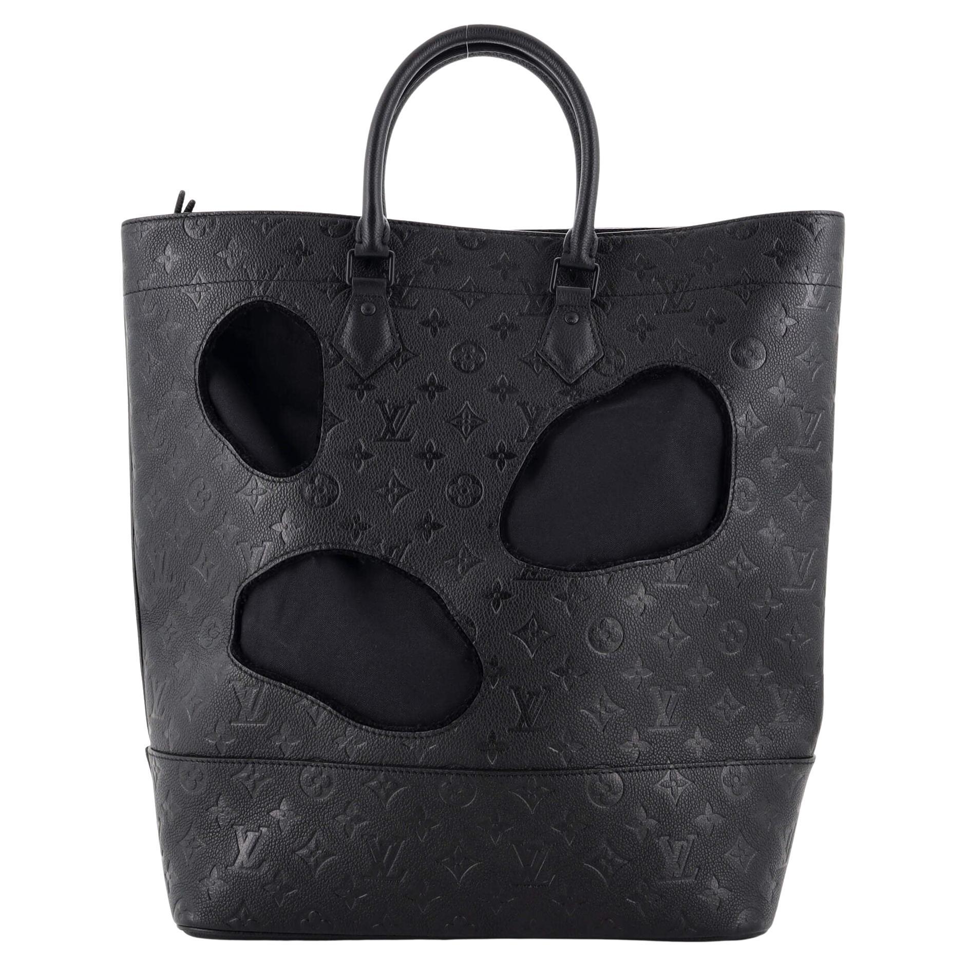 Louis Vuitton Black Calfskin Leather and Monogram On My Side Tote Bag w.  Strap at 1stDibs