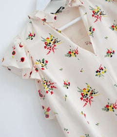 Louis Vuitton Resort 2017 Floral Ruffle Neck Blouse
