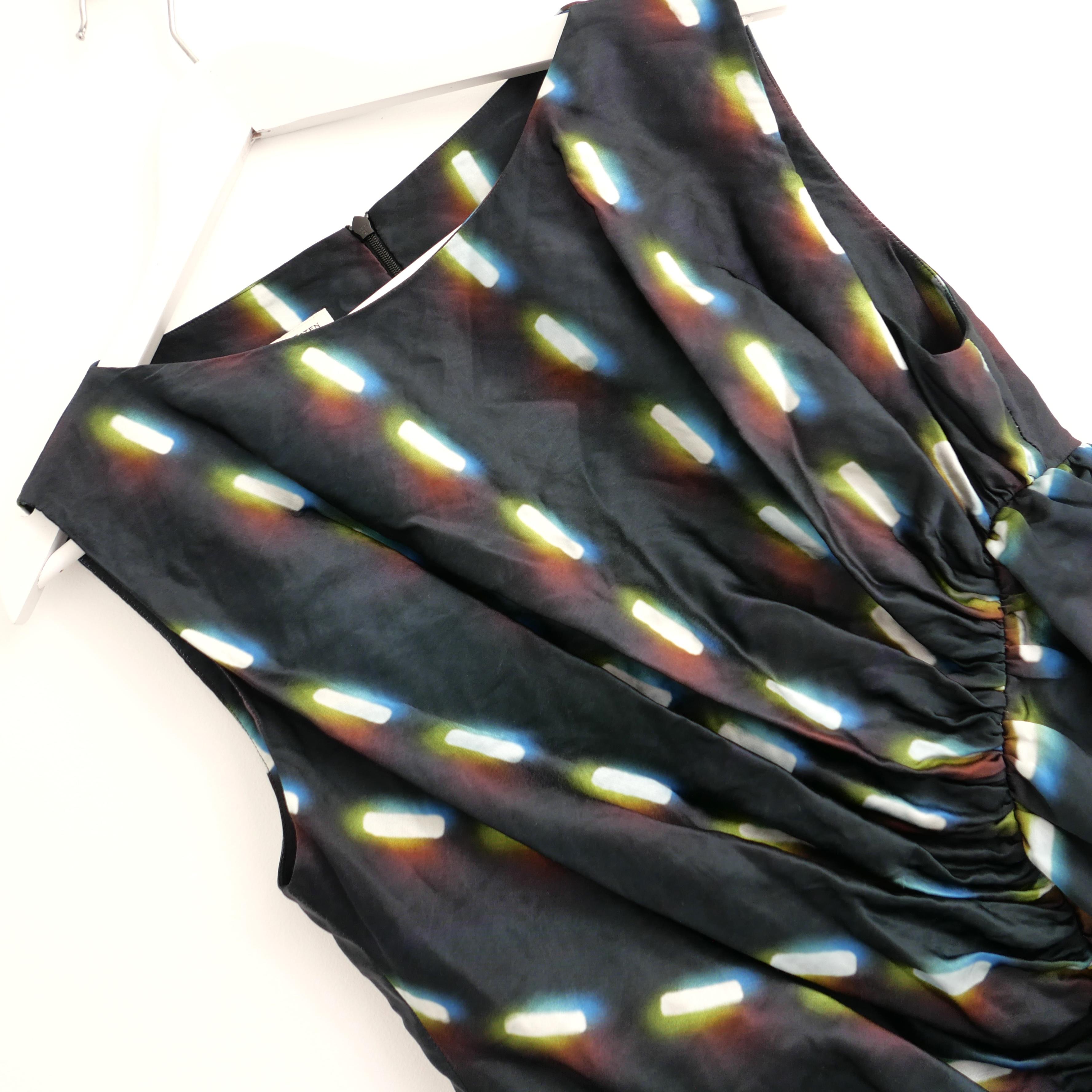 Black Dries Van Noten x Len Lye Frill Side Printed Top For Sale