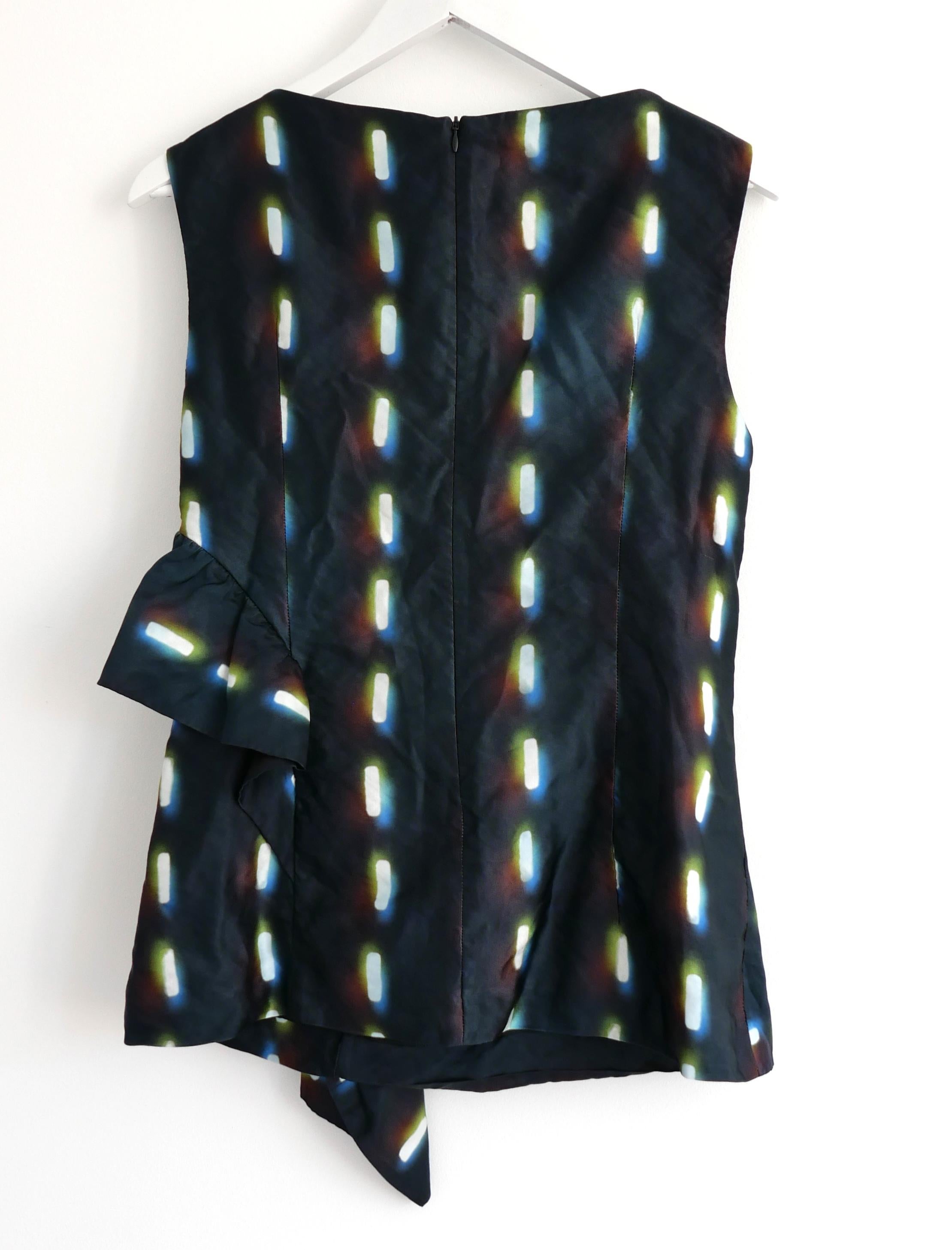 Dries Van Noten x Len Lye Frill Side Printed Top In Excellent Condition For Sale In London, GB