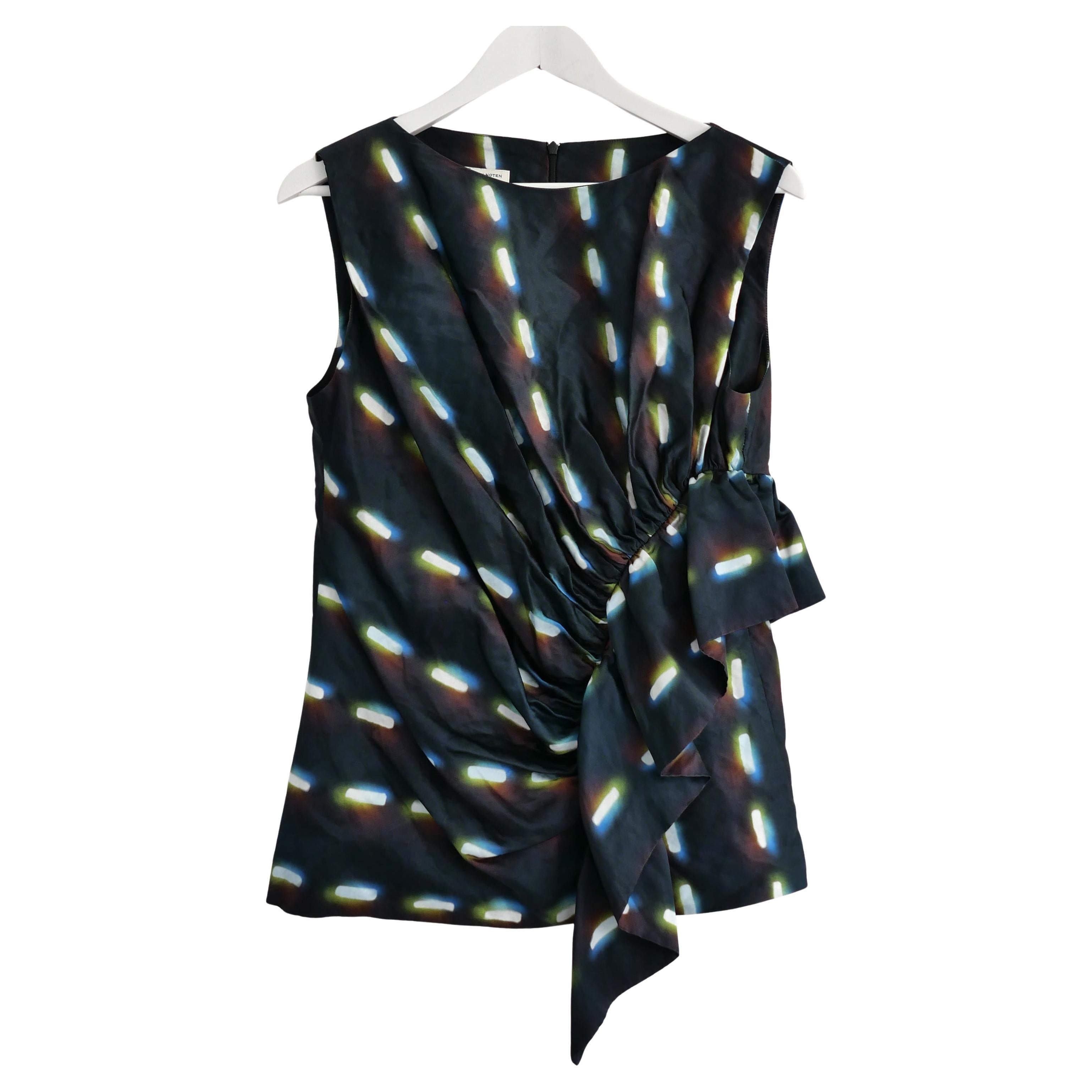 Dries Van Noten x Len Lye Frill Side Printed Top For Sale