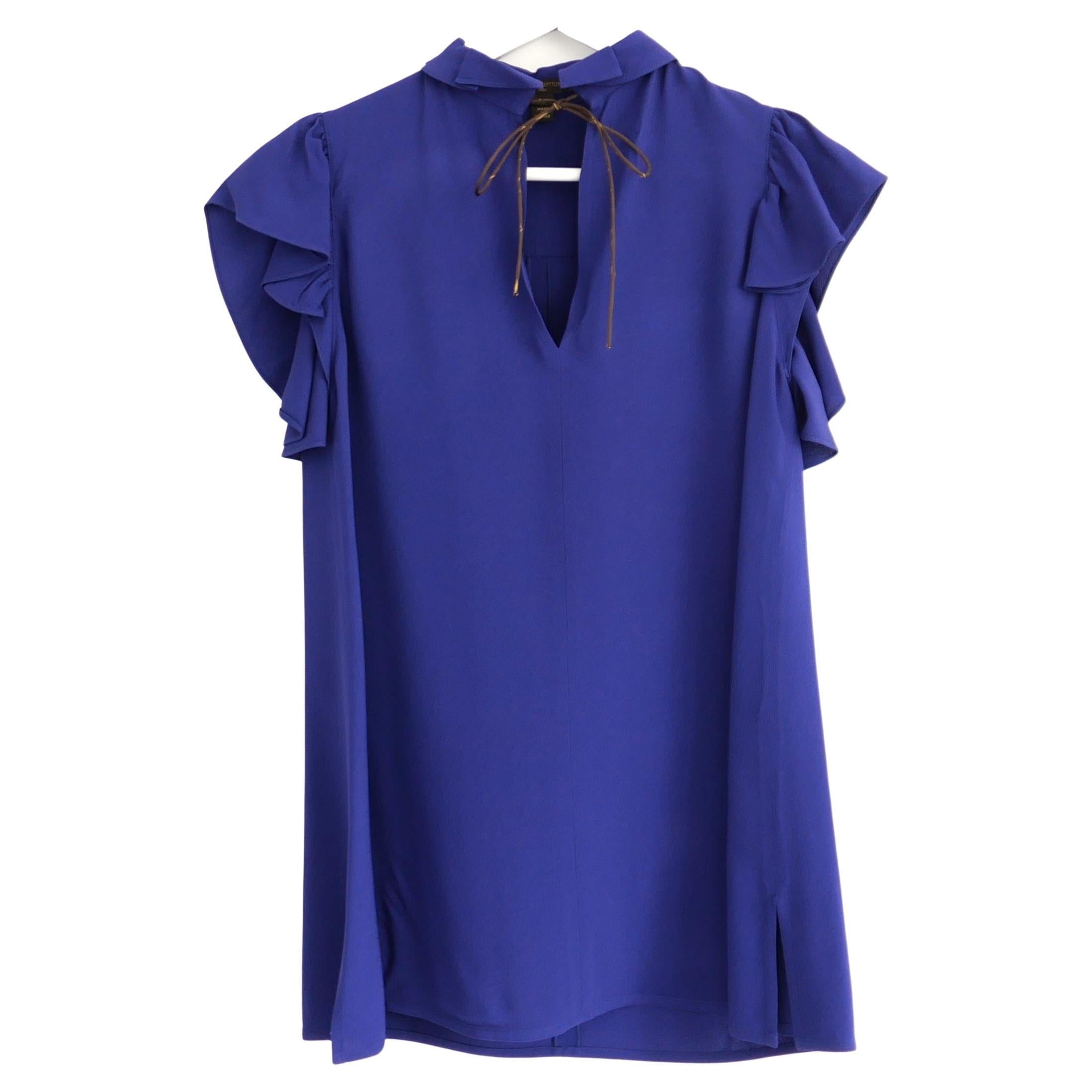 Louis Vuitton Resort 2017: blusa in crepe viola con cravatta Monogram in vendita