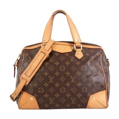 Louis Vuitton Retiro Brown Monogram Nior Black Satchel Duffle Crossbody  Canvas 