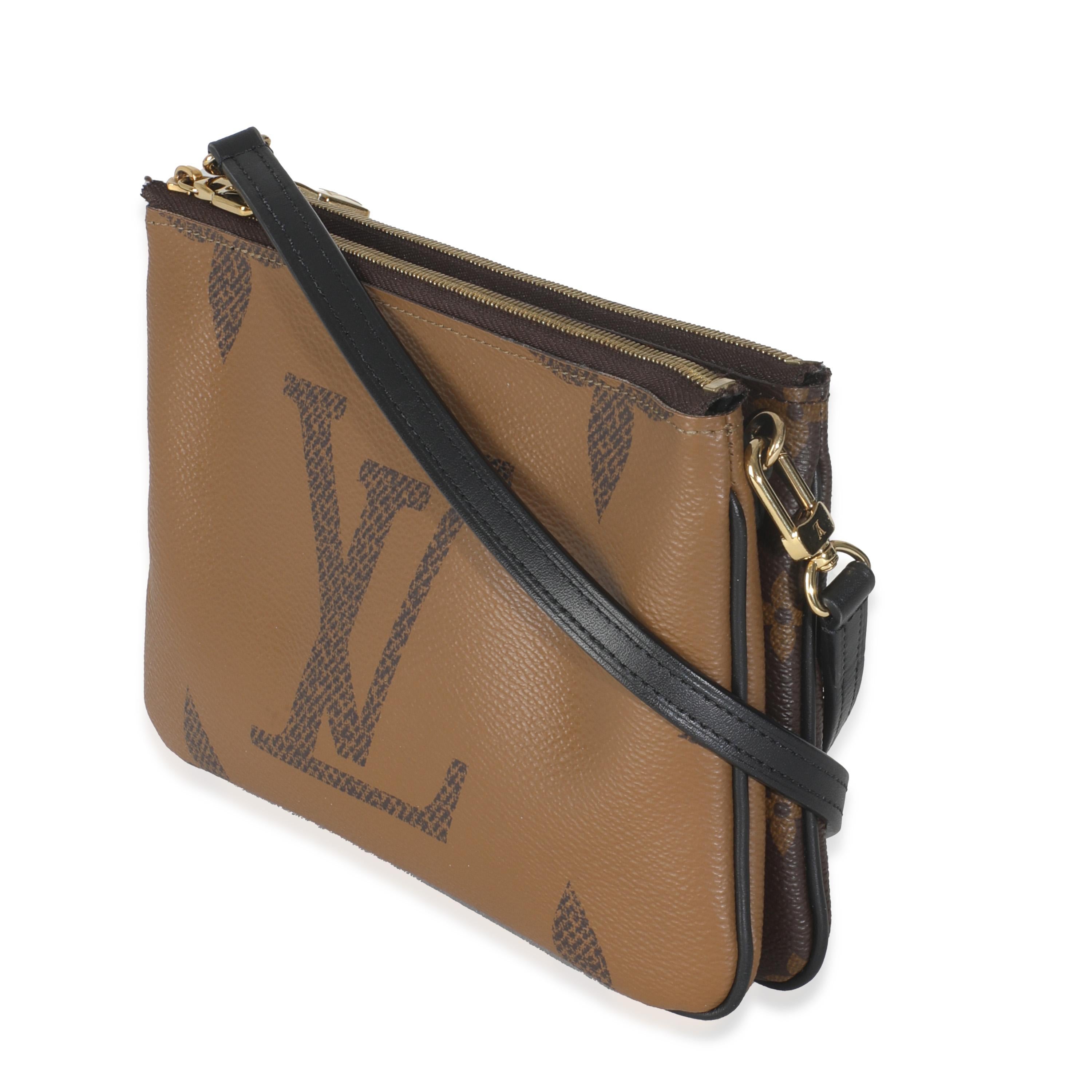 Louis Vuitton Reverse Monogram Canvas Double Zip Pochette In Excellent Condition For Sale In New York, NY