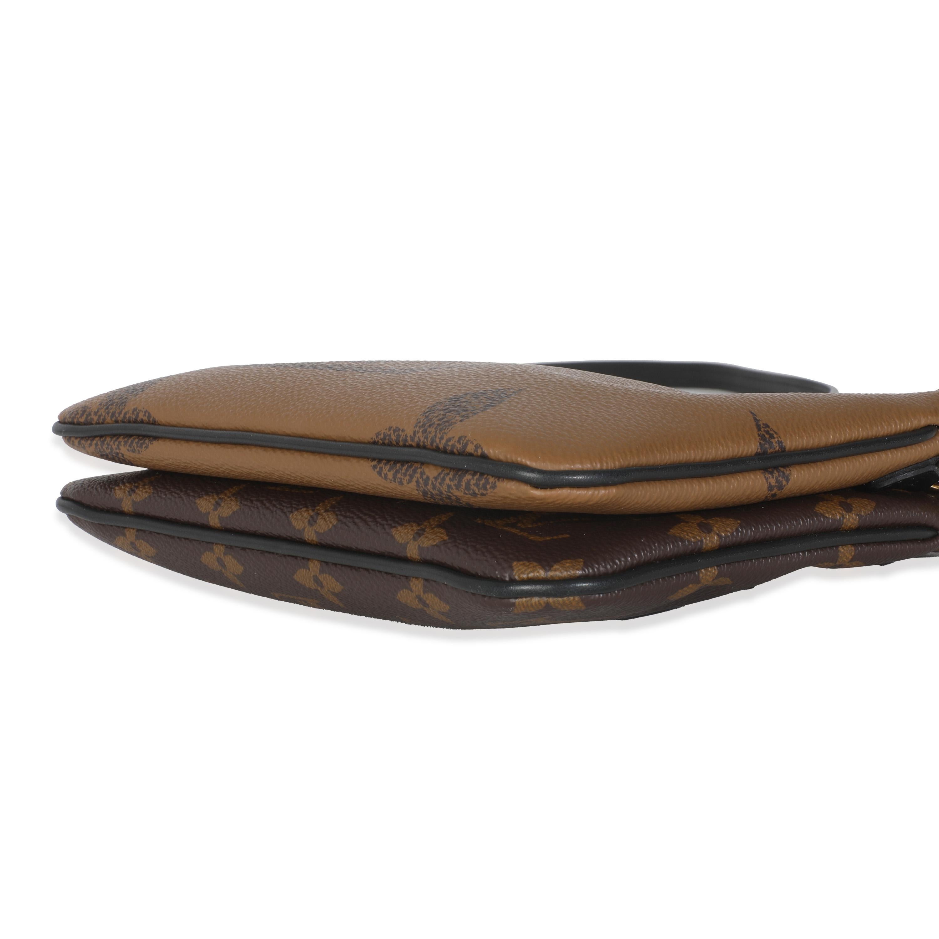 Women's or Men's Louis Vuitton Reverse Monogram Canvas Double Zip Pochette For Sale