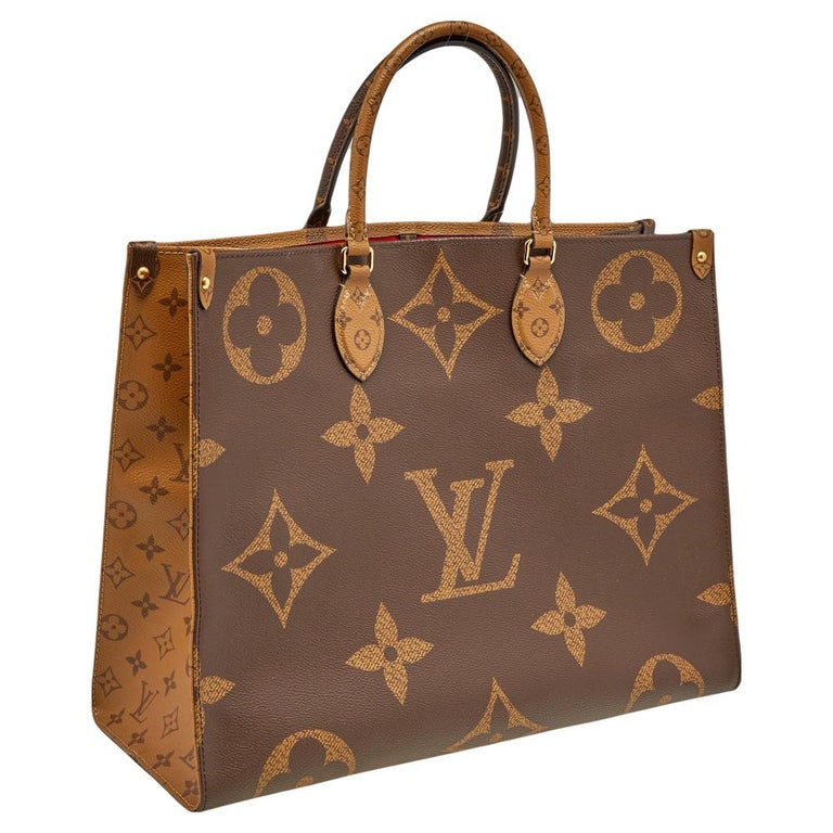 3D model Louis Vuitton Bag Onthego Giant Monogram Black and Caramel VR / AR  / low-poly