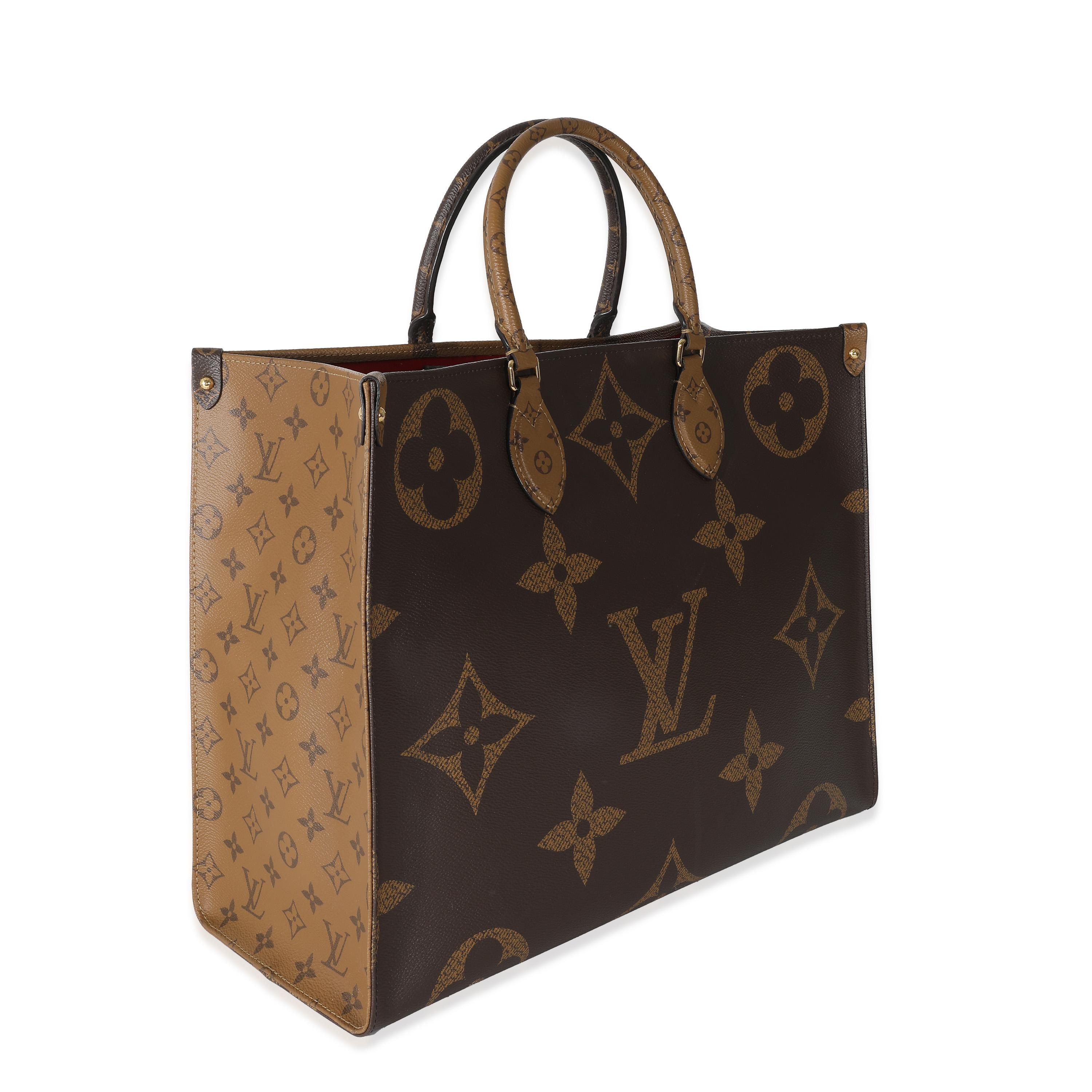 Listing Title: Louis Vuitton Reverse Monogram Canvas On The Go GM
SKU: 136826
MSRP: 3250.00 USD
Condition: Pre-owned 
Condition Description: This bag says it all. The Onthego bag from Louis Vuitton is designed for busy lifestyles. Topped with two