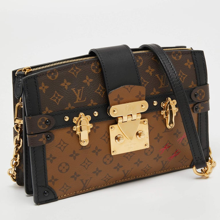 LOUIS VUITTON Trunk Clutch Reverse Monogram Crossbody Bag Brown