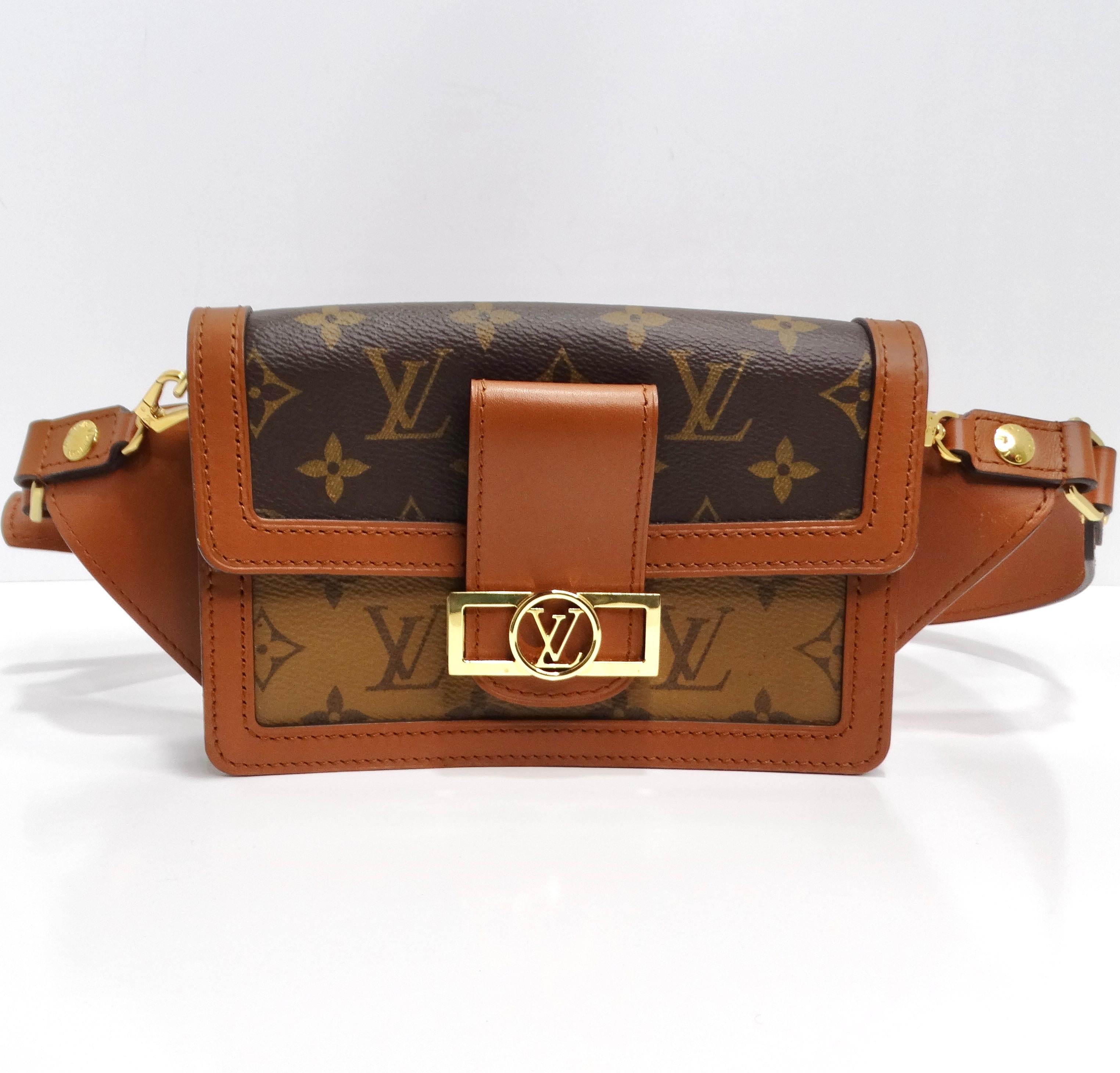 Die Louis Vuitton Reverse Monogram Dauphine Bumbag ist ein stilvolles Accessoire, das Luxus und Funktionalität nahtlos verbindet. Diese Tasche aus Louis Vuitton Monogram auf Toilettentuch strahlt Raffinesse und Eleganz aus.

Die Tasche verfügt über