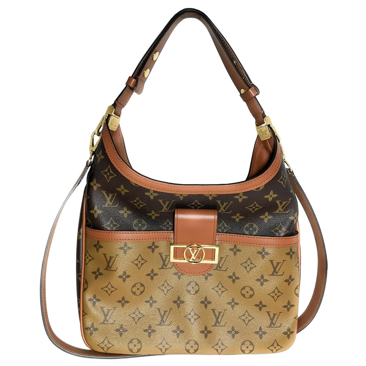 Louis Vuitton Dauphine 1854 MM Leather Trimmed Canvas Wallet On Chain Bag  at 1stDibs