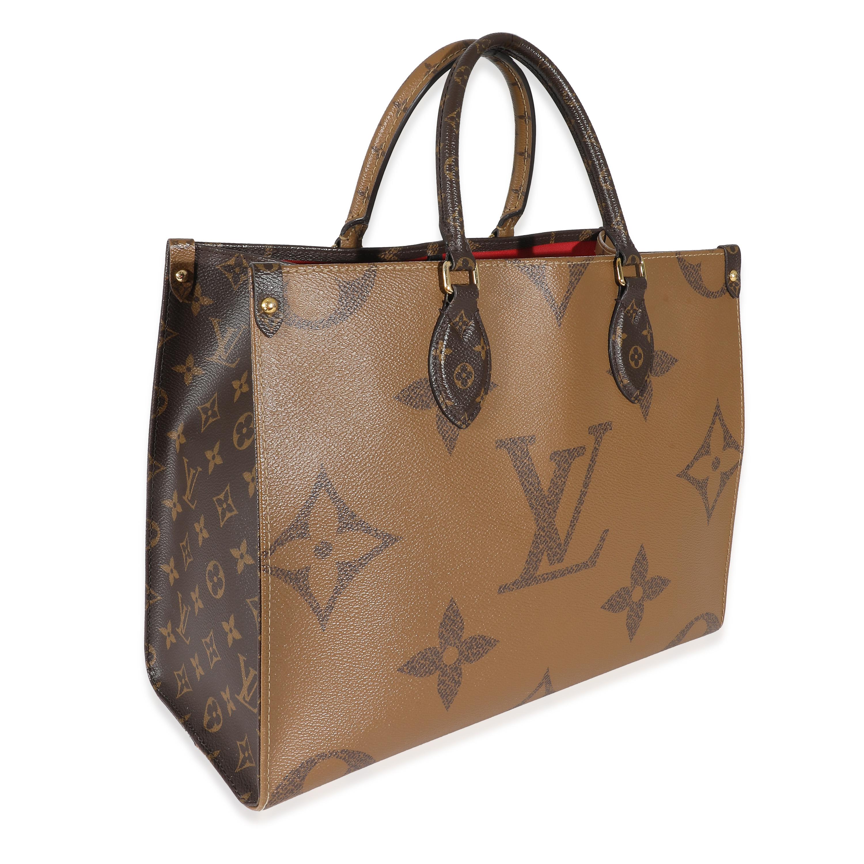 Listing Title: Louis Vuitton Reverse Monogram Giant Canvas Onthego MM
SKU: 136135
MSRP: 3100.00 USD
Condition: Pre-owned 
Condition Description: This bag says it all. The Onthego bag from Louis Vuitton is designed for busy lifestyles. Topped with