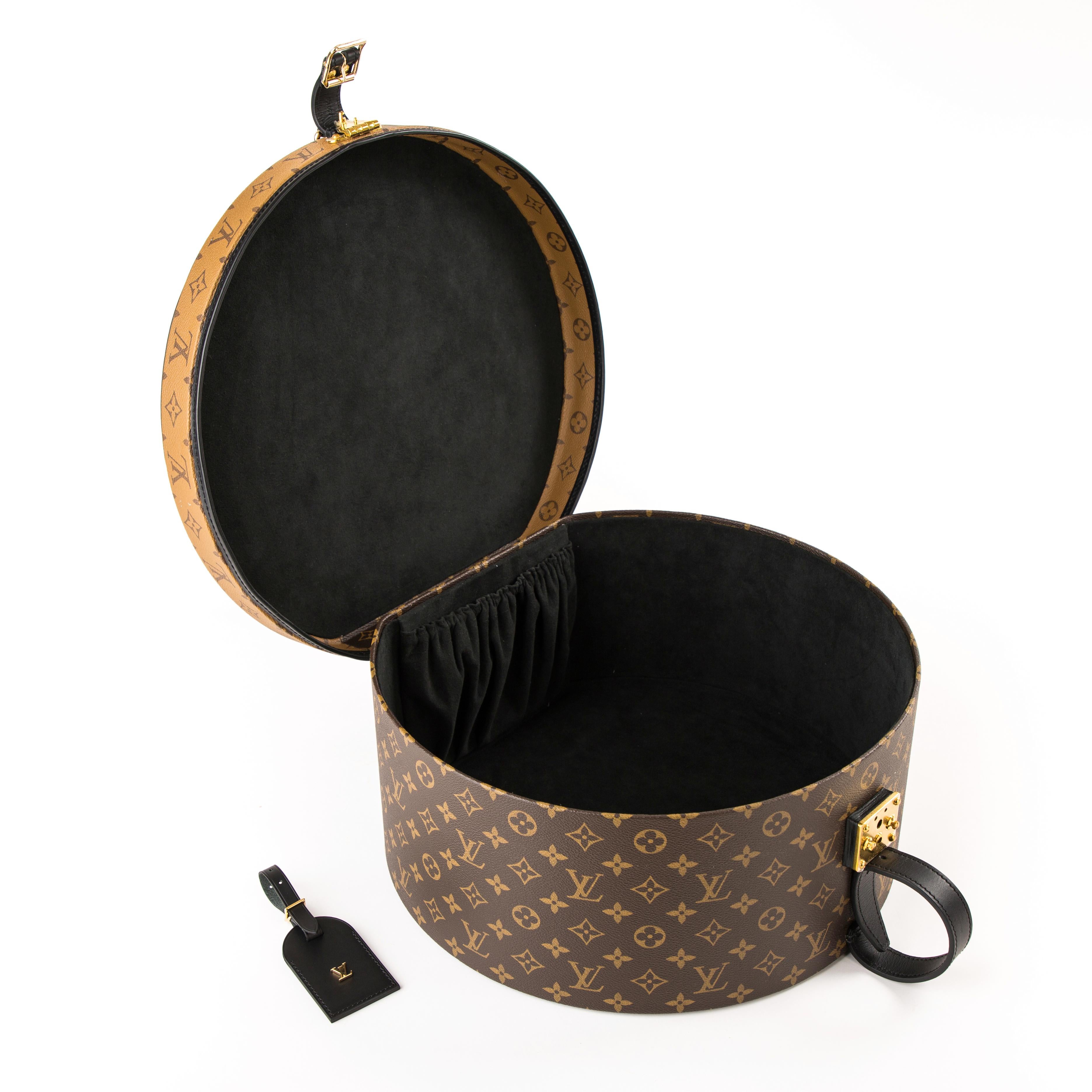 Metal Louis Vuitton Reverse Monogram Hat Box 40 For Sale