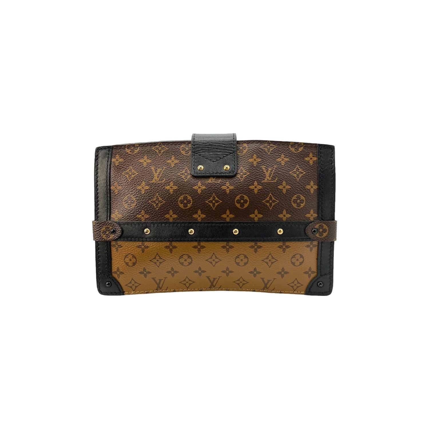 Brown Louis Vuitton Reverse Monogram Trunk Clutch