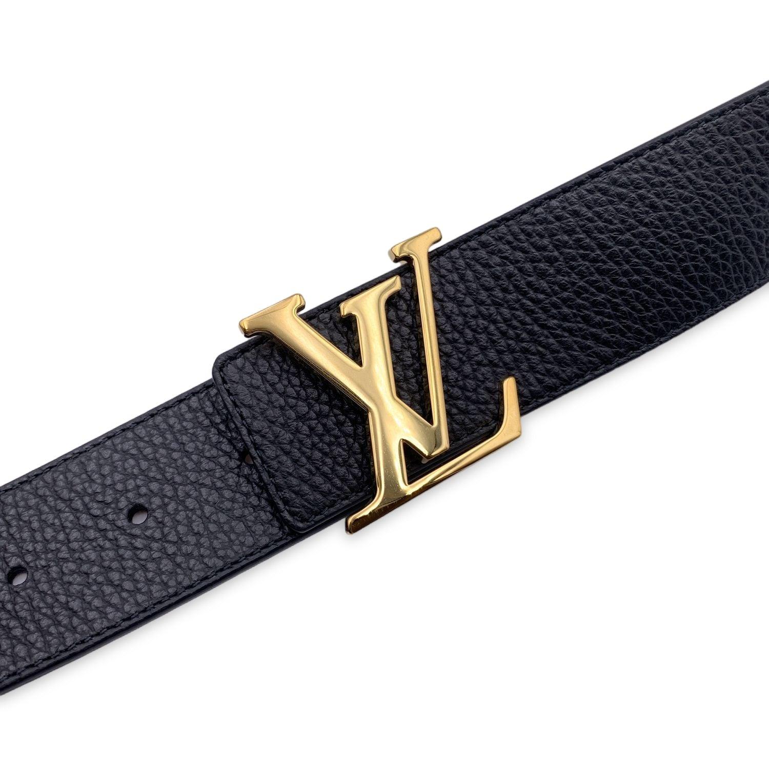 Louis Vuitton Reversible Black Beige Gold LV Logo Buckle Belt 90/36 In New Condition In Rome, Rome