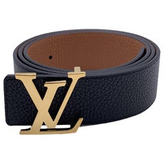 Louis Vuitton Reversible Black Beige LV Logo Buckle Belt Size 100/40