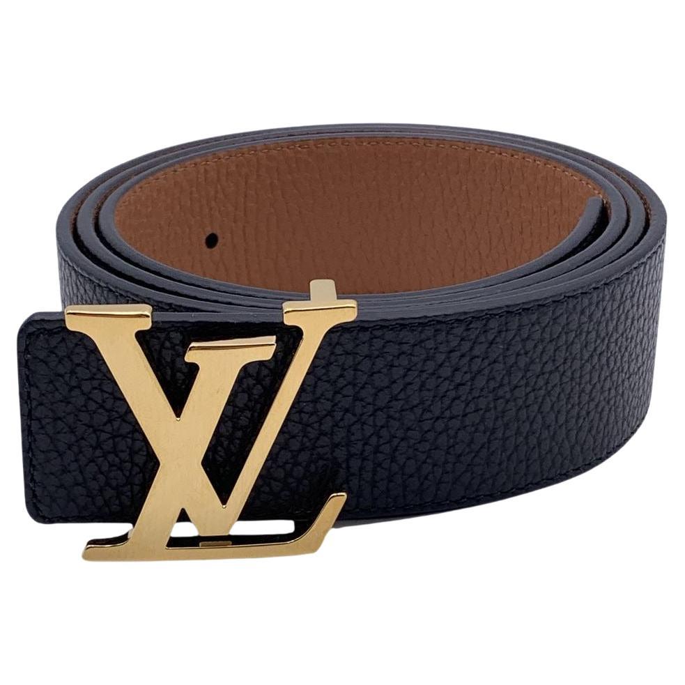 Louis Vuitton Reversible Black Beige LV Logo Buckle Belt Size 110/44