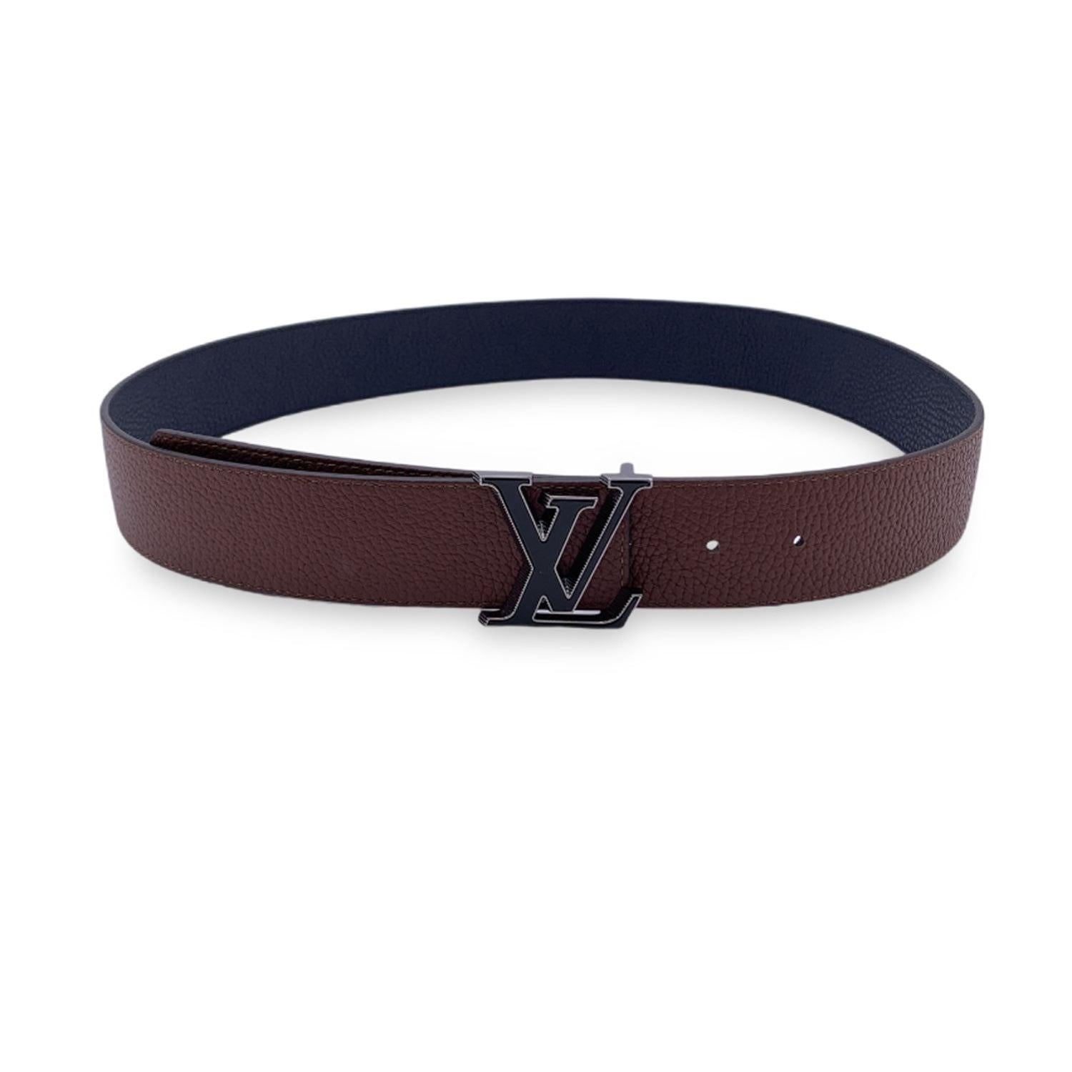 Women's Louis Vuitton Reversible Blue Brown LV Tilt Buckle Belt Size 100/40