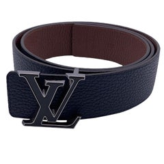 Louis Vuitton Reversible Blue Brown LV Tilt Buckle Belt Size 100/40