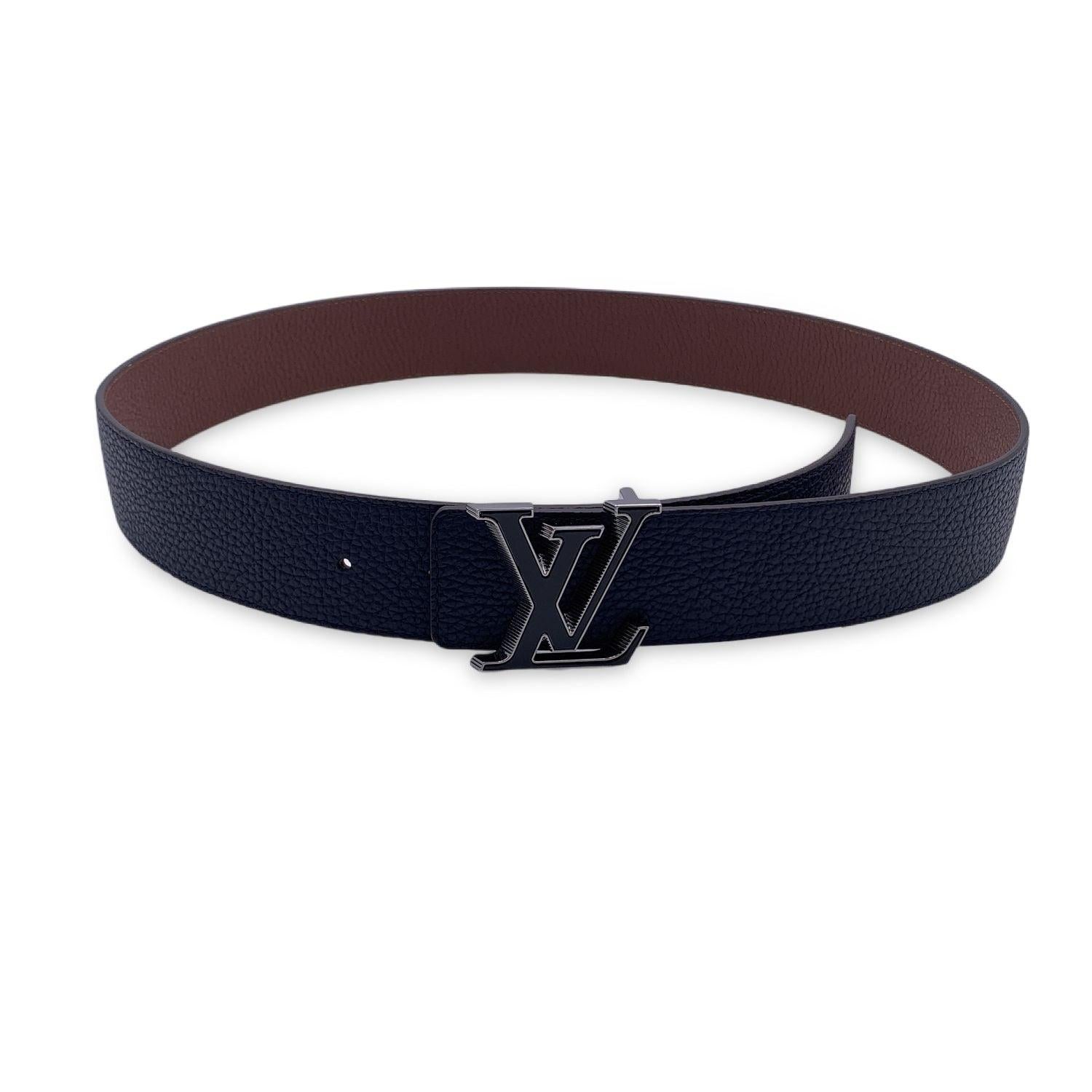 Black Louis Vuitton Reversible Blue Brown LV Tilt Buckle Belt Size 110/44