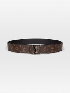 Louis Vuitton Reversible Monogram Silver Buckle LV Initials Belt