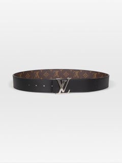 Louis Vuitton Reversible Monogram Silver Buckle LV Initials Belt