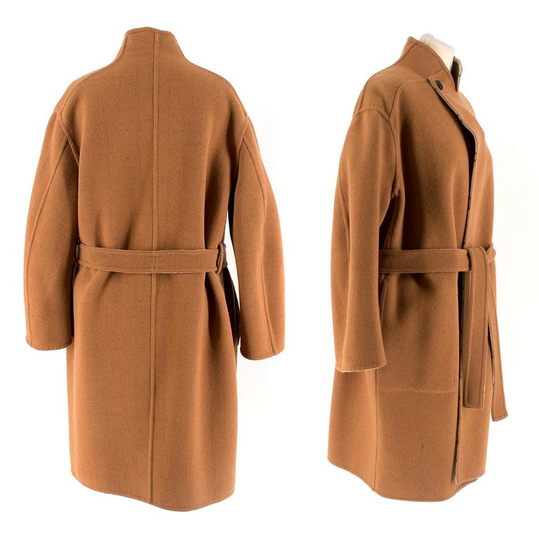 Louis Vuitton Wool Hopsack Belted Coat Beige Clair. Size 38