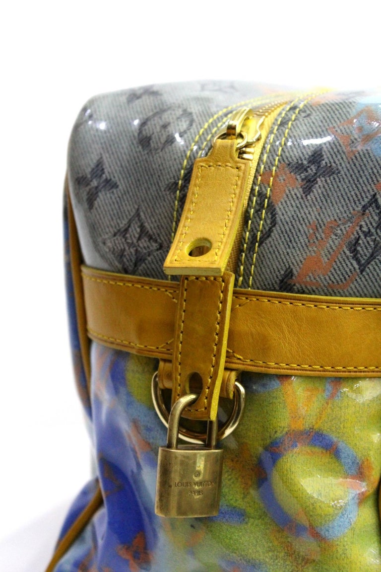 LOUIS VUITTON Richard Prince Jaune Denim Defile Weekender PM Pulp Bag For Sale at 1stdibs