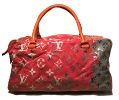 LOUIS VUITTON Richard Prince Pink Orange Denim Defile Weekender PM Pulp Bag